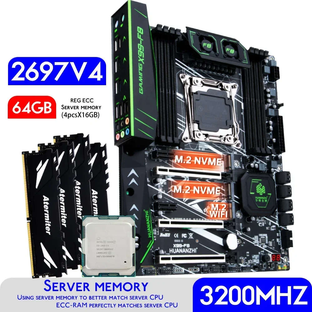 HUANANZHI X99 F8 X99 Motherboa - 64Gb Ddr4 Ecc Reg 3200Mhz recension och pris